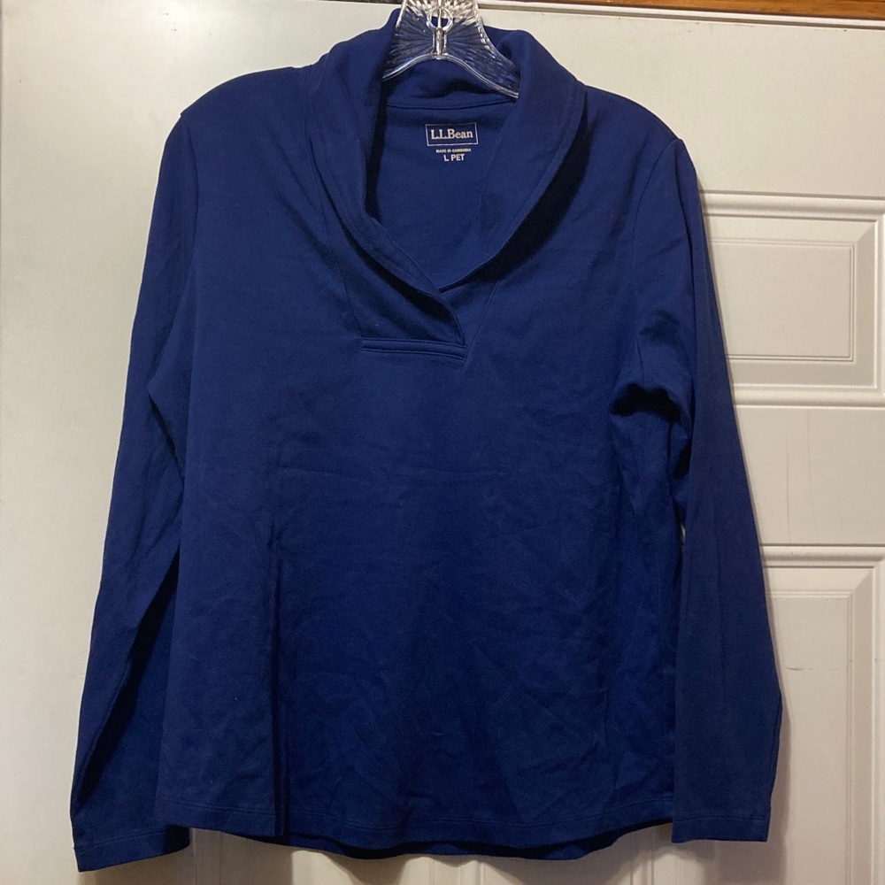 L.L. Bean Women's Shawl Collar Long-Sleeve Top - Royal Blue LP